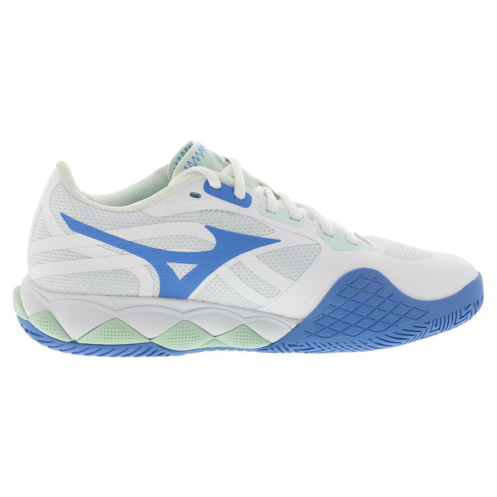 Women`s Wave Enforce Tour 2 Tennis Shoes White and Frontier Blue MIZUNO