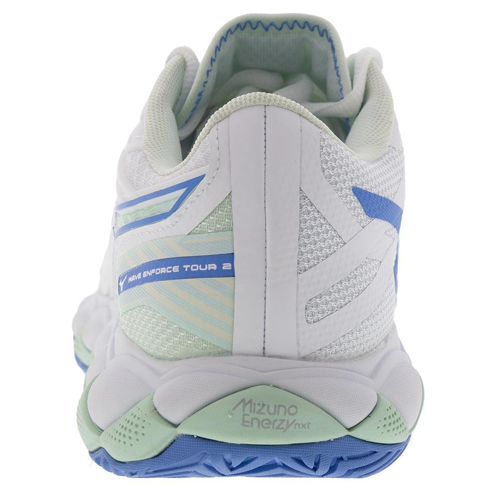 Women`s Wave Enforce Tour 2 Tennis Shoes White and Frontier Blue MIZUNO