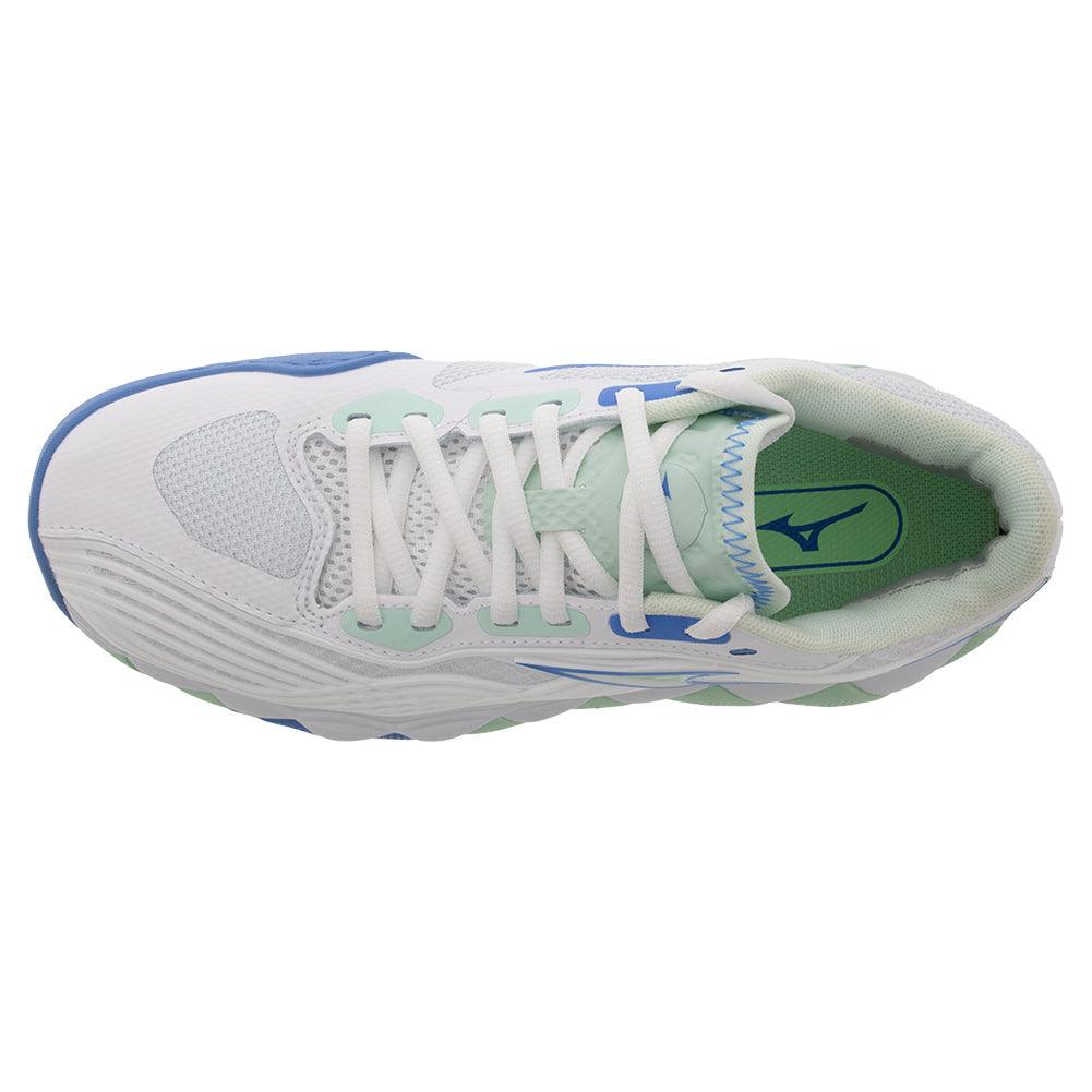 Women`s Wave Enforce Tour 2 Tennis Shoes White and Frontier Blue MIZUNO