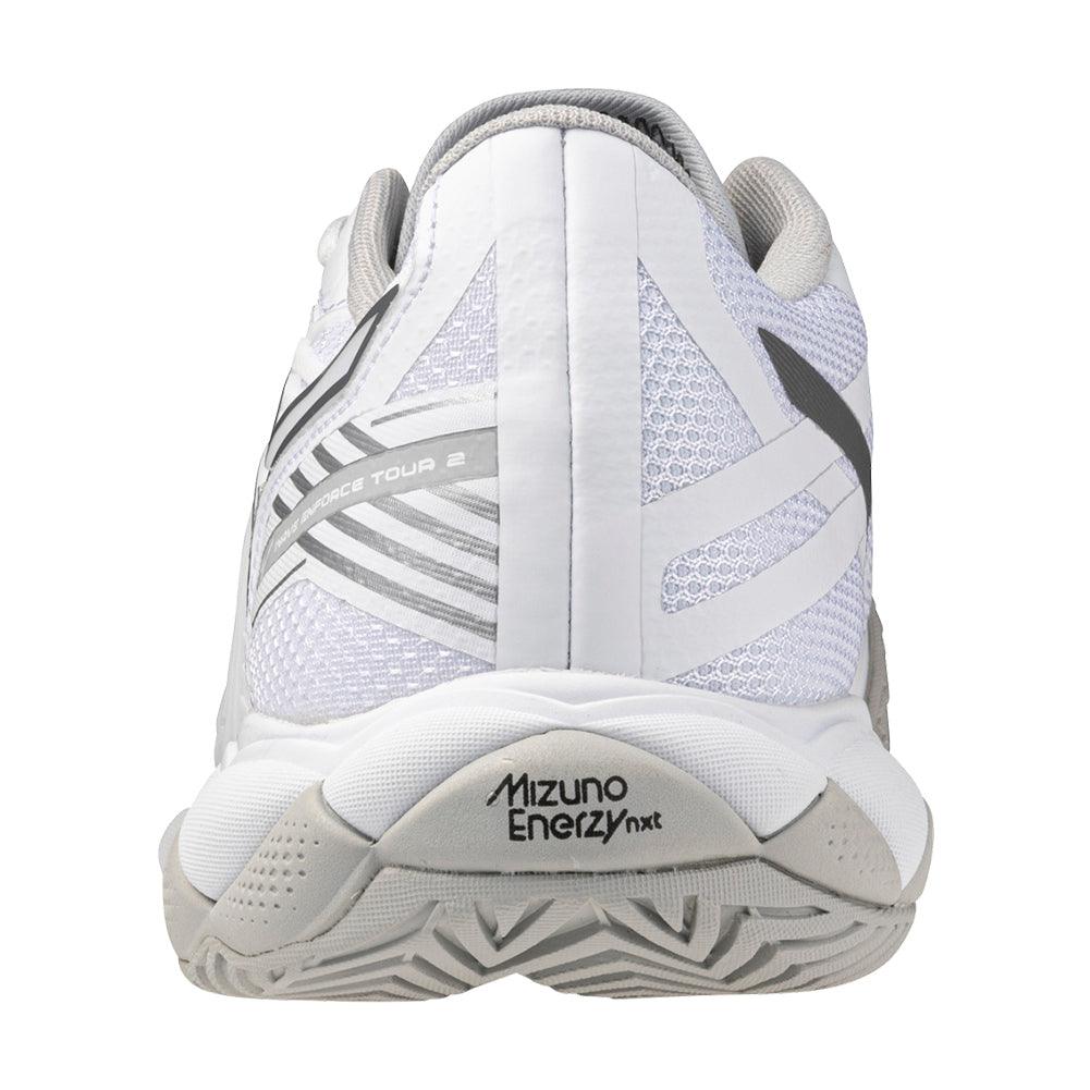Women`s Wave Enforce Tour 2 Tennis Shoes White and Silver MIZUNO