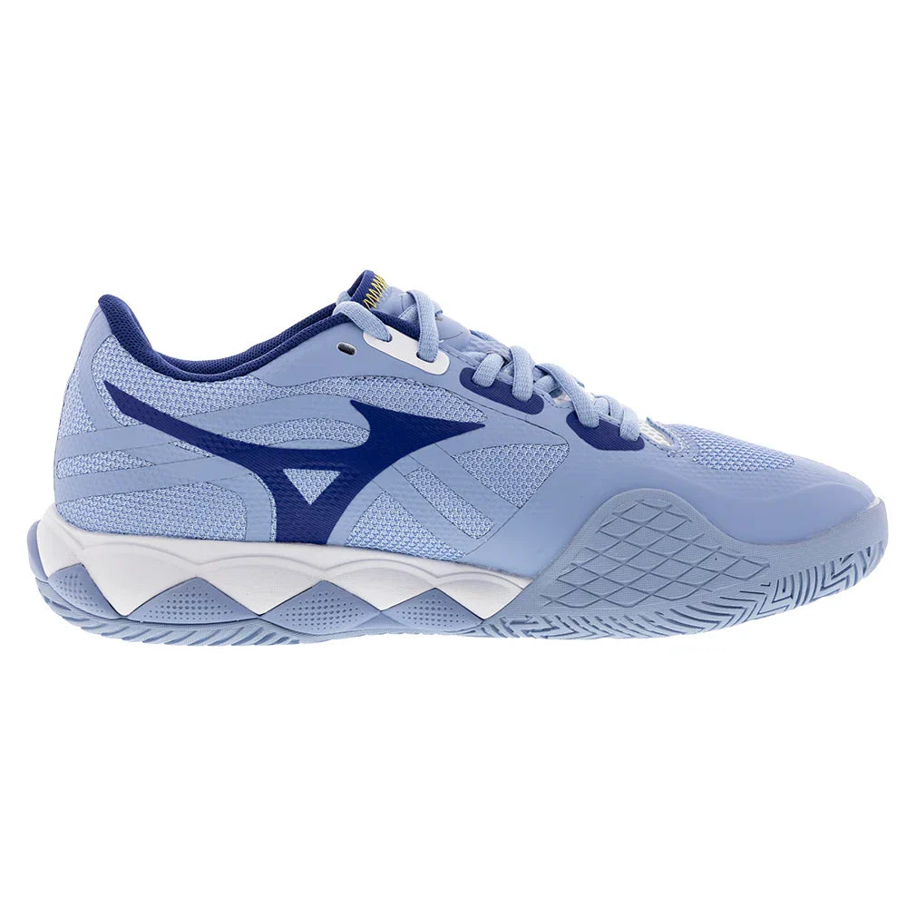 Women`s Wave Enforce Tour 2 Tennis Shoes Bel Air Blue and White MIZUNO