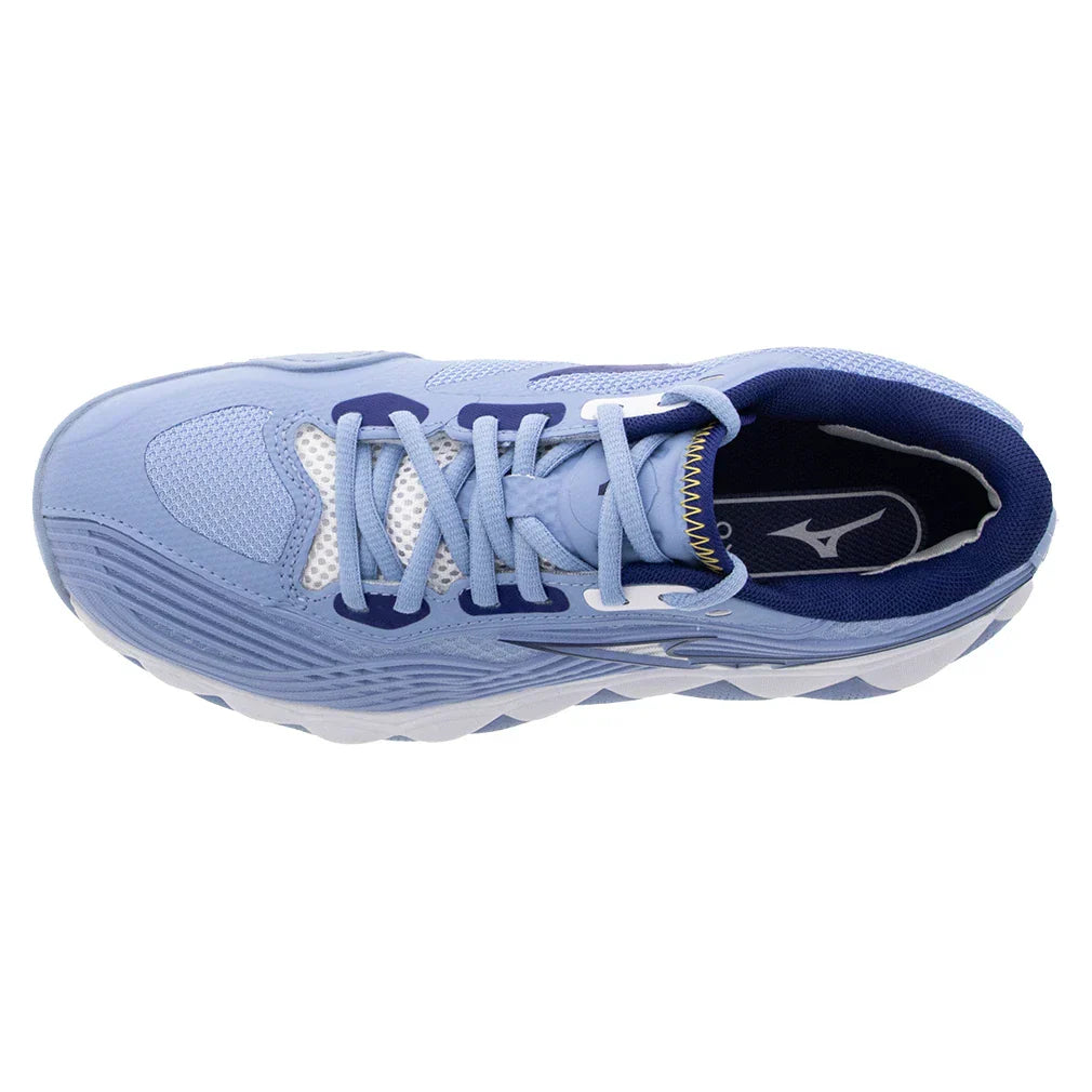 Women`s Wave Enforce Tour 2 Tennis Shoes Bel Air Blue and White MIZUNO