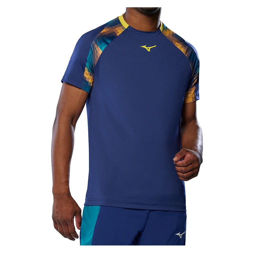 Men`s Shadow Tennis Tee Bellwether Blue MIZUNO S
