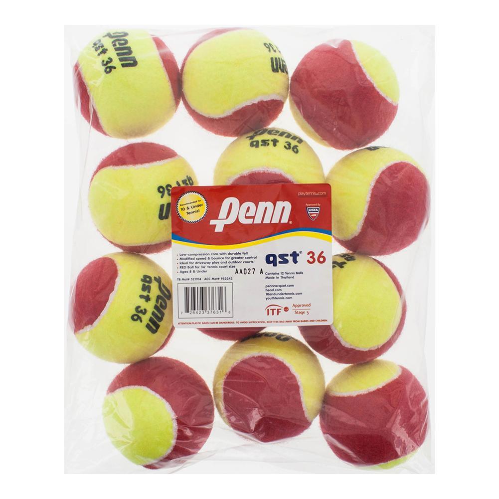 Qst 36 Felt Tennis Balls 12 Count Bag Tennis Balls PENN Red