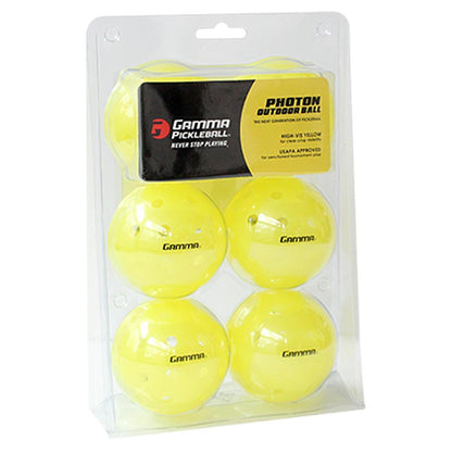 Photon Outdoor Pickleball Ball 6 Pack Pickleballs GAMMA Yellow