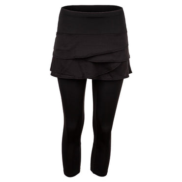 Women's Scallop Tennis Capri Womens Apparel LUCKY IN LOVE Black XS