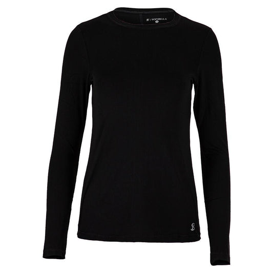 Women's UV Long Sleeve Tennis Top Womens Apparel SOFIBELLA Black XS