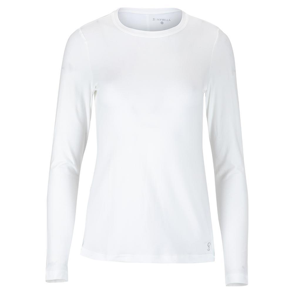 Women's UV Long Sleeve Tennis Top Womens Apparel SOFIBELLA White XS