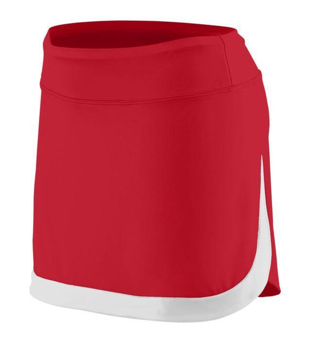 Girls` Action Color Block Skort Junior Team Gear AUGUSTA Red/Wht S