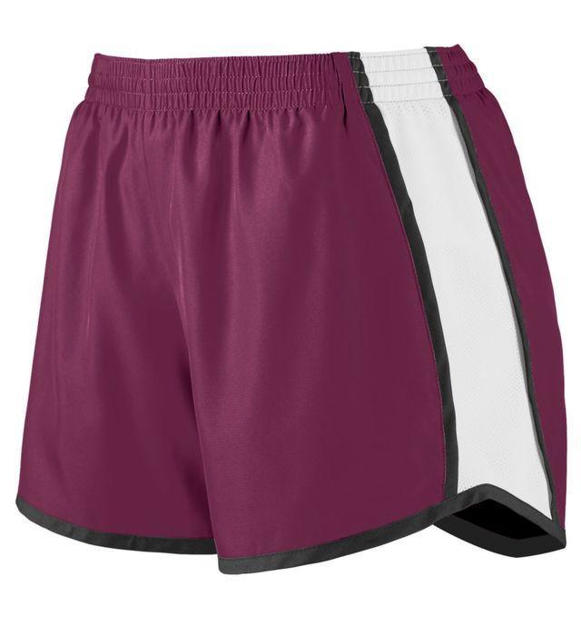 Girls' Pulse Team Shorts Junior Team Gear AUGUSTA Maroon S