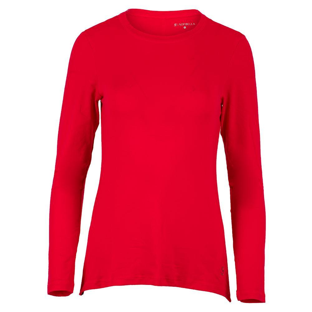 Women's UV Long Sleeve Tennis Top Womens Apparel SOFIBELLA Red XS