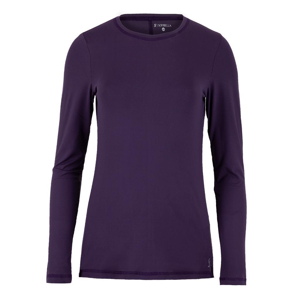 Women's UV Long Sleeve Tennis Top Womens Apparel SOFIBELLA Plum XS