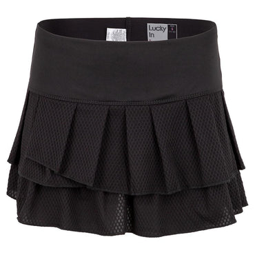Women's Wavy Pleat Tier Tennis Skort Womens Apparel LUCKY IN LOVE Black XS