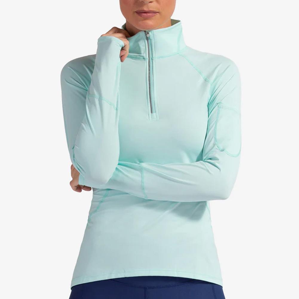 Women's Mock Zip Tennis Top Womens Apparel BLOQUV MINT XS