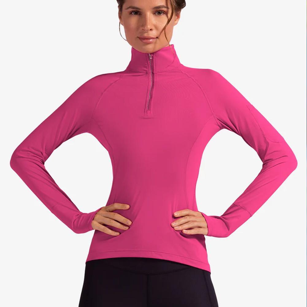 Women's Mock Zip Tennis Top Womens Apparel BLOQUV PASSION_PINK XS