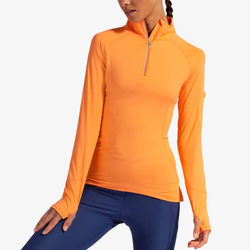 Women's Mock Zip Tennis Top Womens Apparel BLOQUV TANGERINE XS