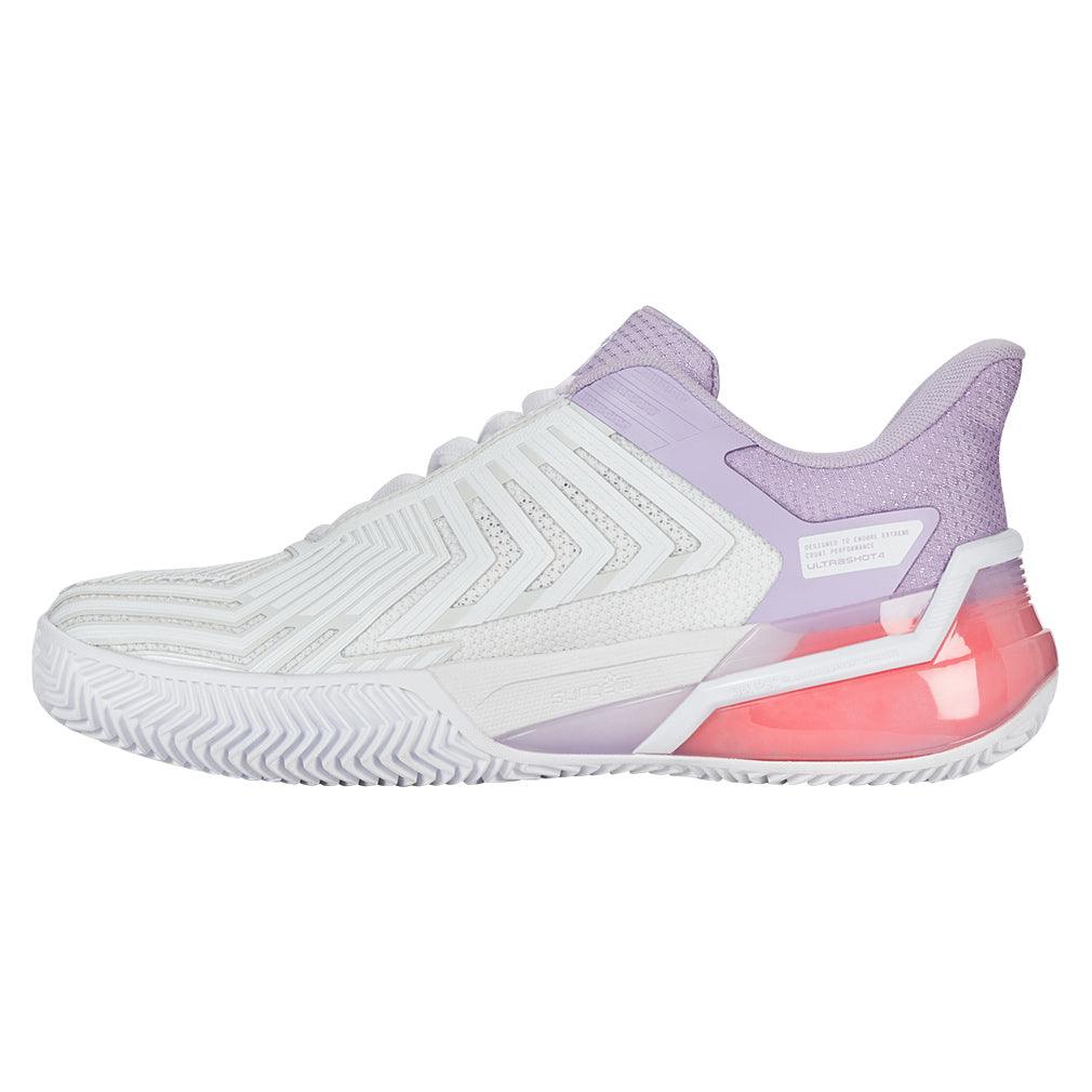 Women`s Ultrashot 4 Clay Tennis Shoes White and Orchid Petal K-SWISS