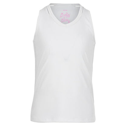 Girls' V-Neck Cutout Tennis Tank Girls Apparel LUCKY IN LOVE White 2XS