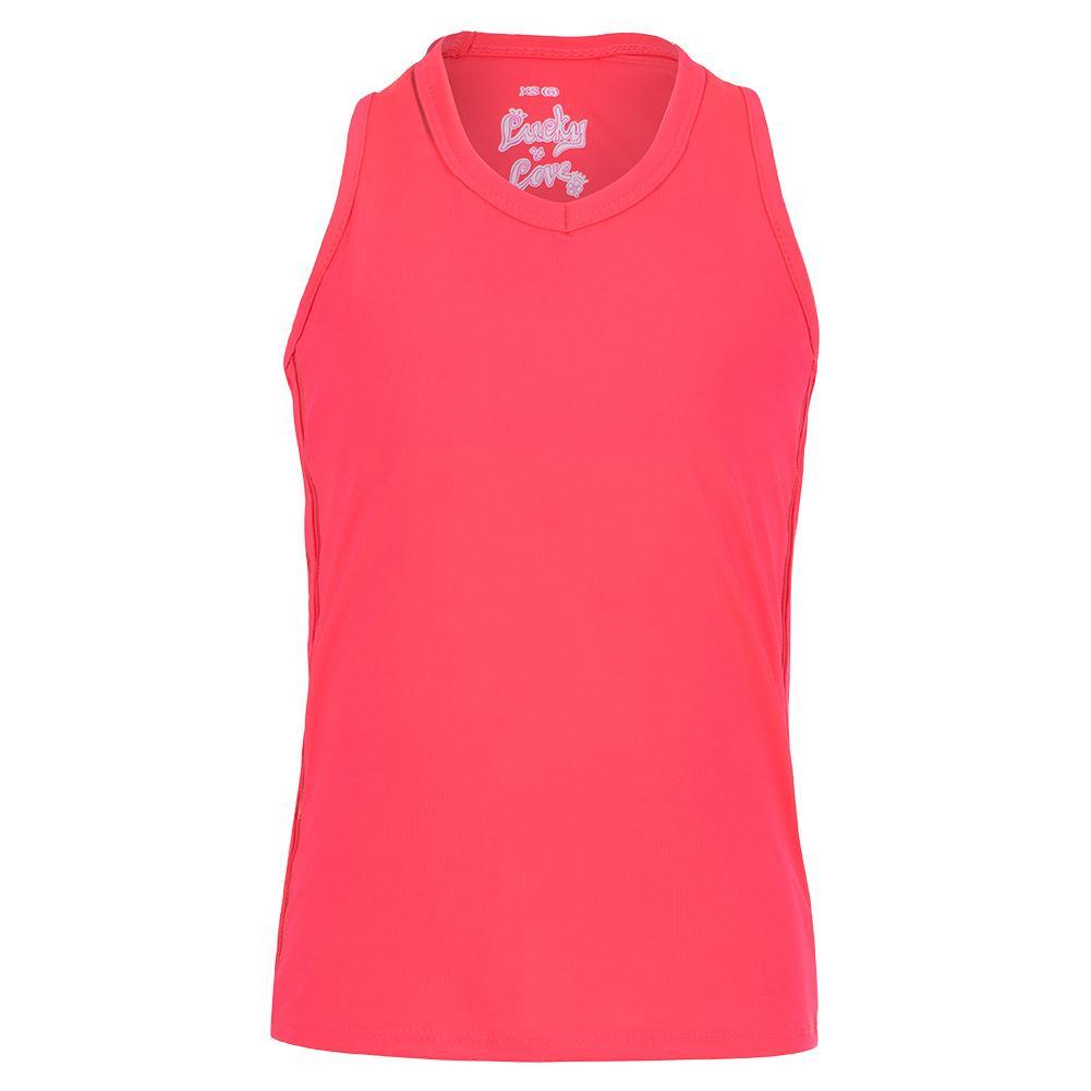 Girls' V-Neck Cutout Tennis Tank Girls Apparel LUCKY IN LOVE Pink 2XS