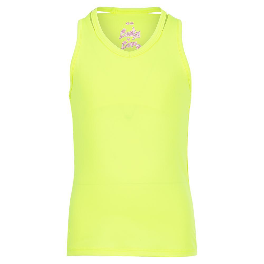Girls' V-Neck Cutout Tennis Tank Girls Apparel LUCKY IN LOVE Yellow 2XS