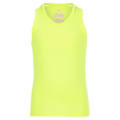 Girls' V-Neck Cutout Tennis Tank Girls Apparel LUCKY IN LOVE Yellow 2XS