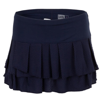 Women's Wavy Pleat Tier Tennis Skort Midnight Womens Apparel LUCKY IN LOVE Blue XS