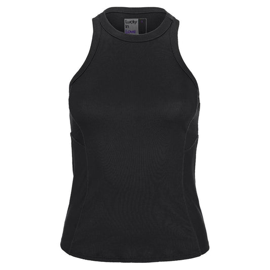 Women's One Love Rib Tennis Tank Womens Apparel LUCKY IN LOVE Black XS