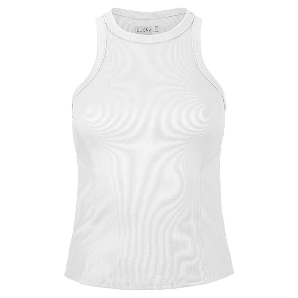 Women's One Love Rib Tennis Tank Womens Apparel LUCKY IN LOVE White XS
