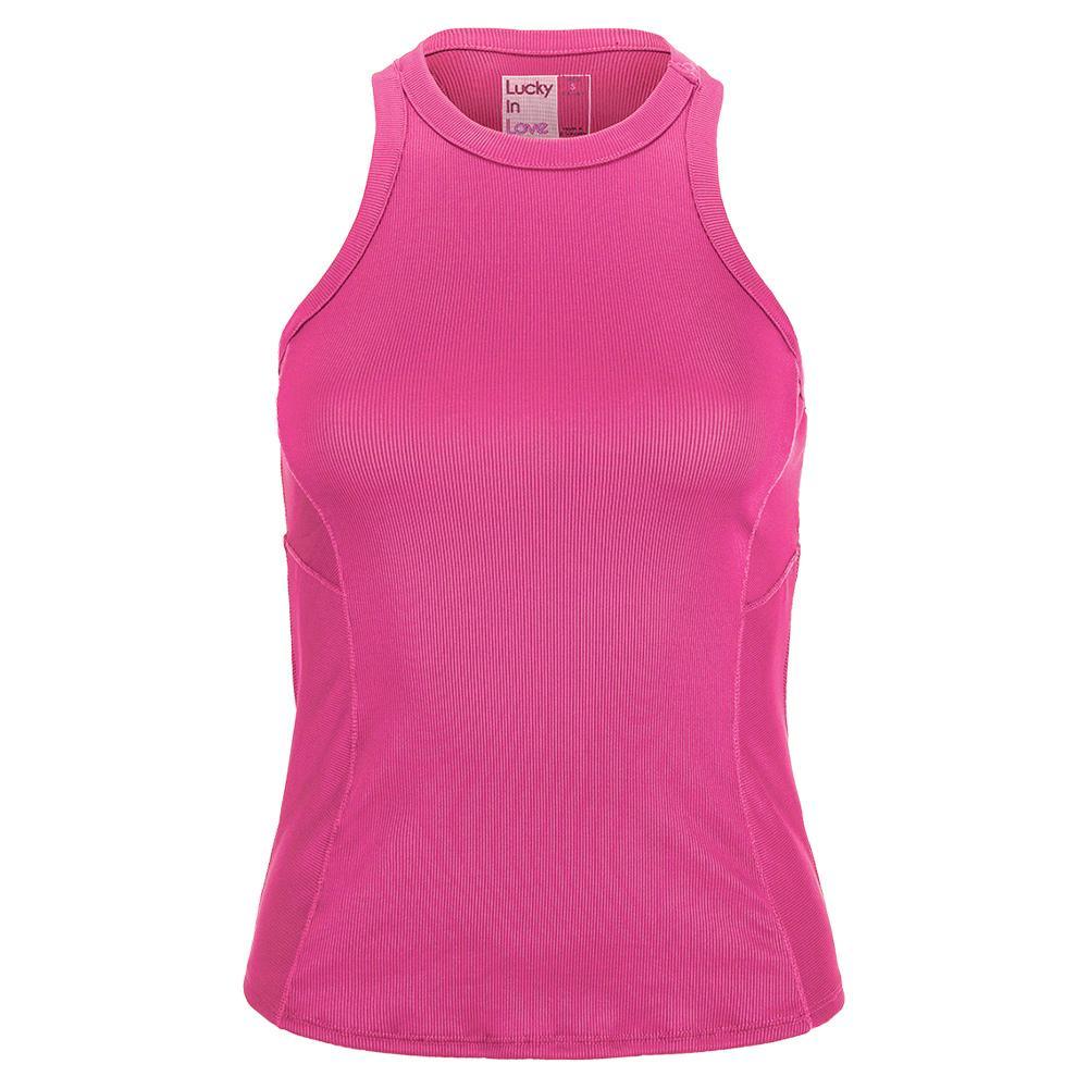 Women's One Love Rib Tennis Tank Womens Apparel LUCKY IN LOVE Pink XS