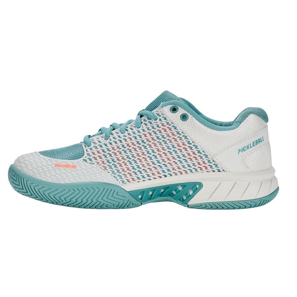 Women's Express Light Pickleball Shoes Blanc de Blanc and Nile Blue Womens Shoes K-SWISS