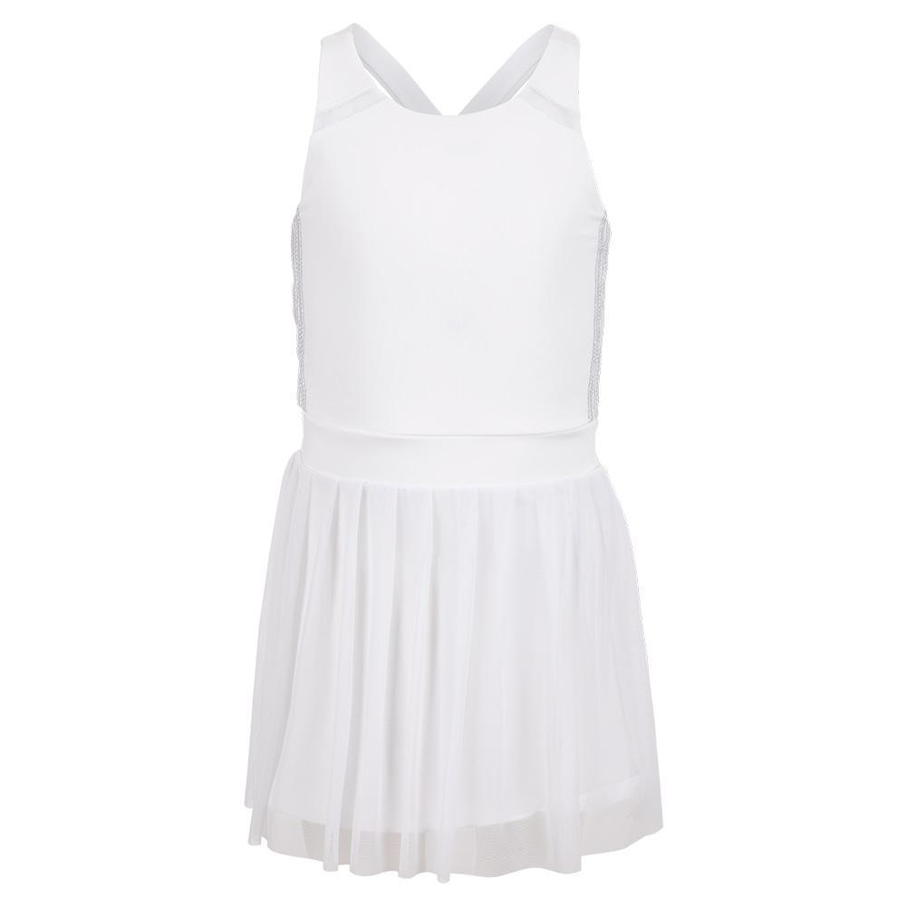 Girls' Game Time Tennis Dress Girls Apparel LUCKY IN LOVE White 2XS