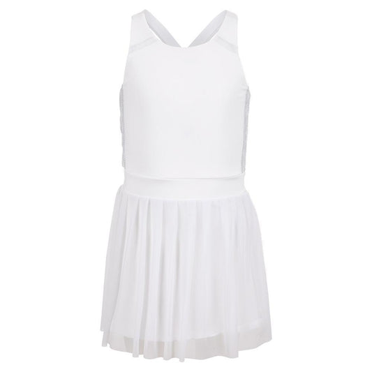 Girls' Game Time Tennis Dress Girls Apparel LUCKY IN LOVE White 2XS