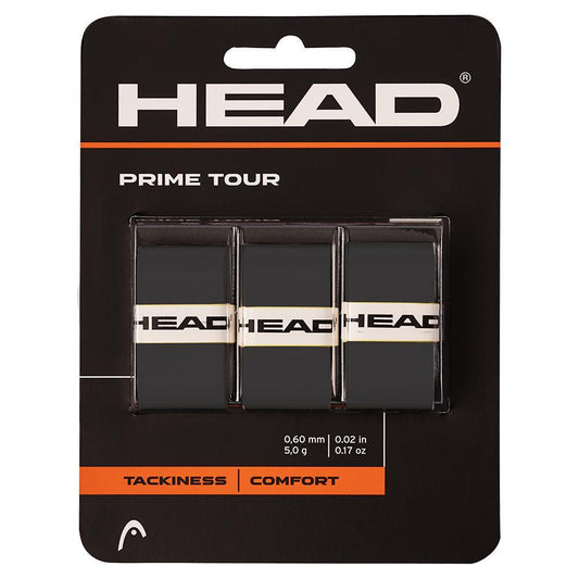 Prime Tour Tennis Overgrip 3-Pack Black Grips HEAD Black
