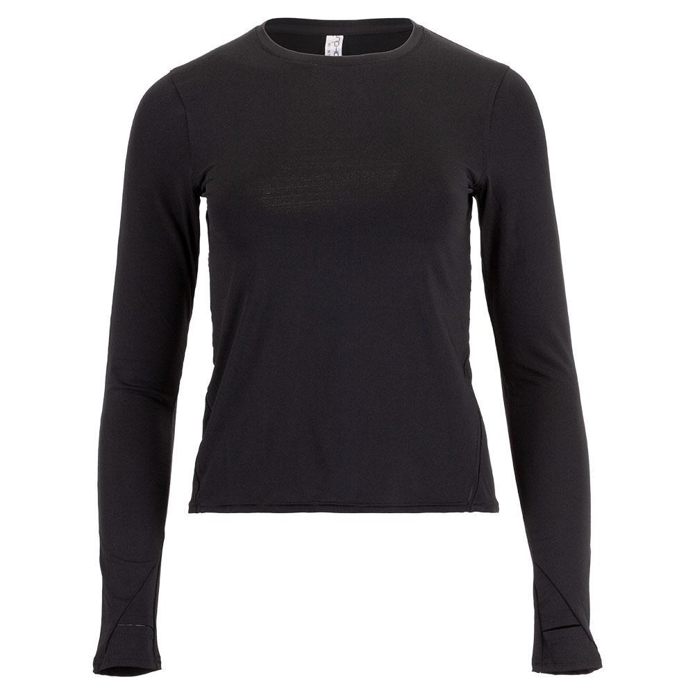 Women's Classic Long Sleeve Tennis Crew Neck Womens Apparel INPHORM Black XS