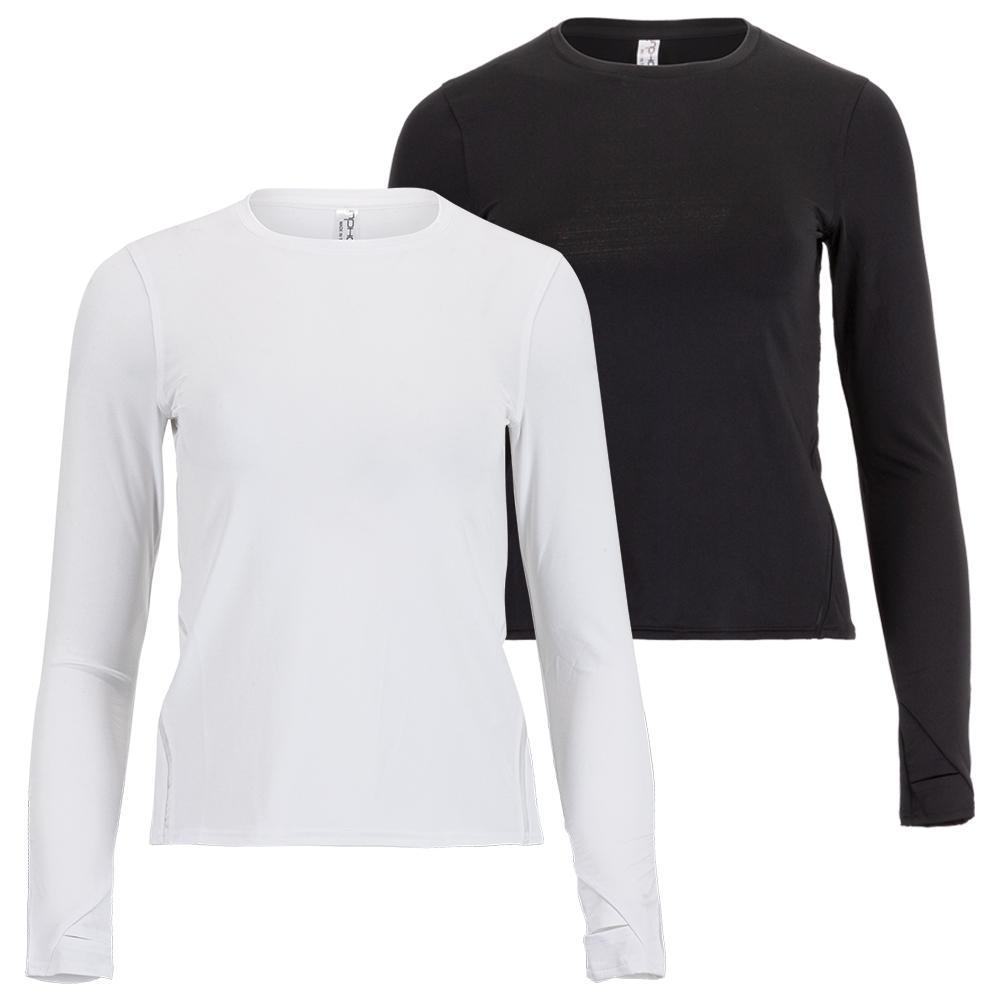 Women's Classic Long Sleeve Tennis Crew Neck Womens Apparel INPHORM White M