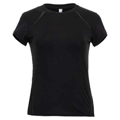 Women's Classic Short Sleeve Tennis Crew Neck Womens Apparel INPHORM Black S