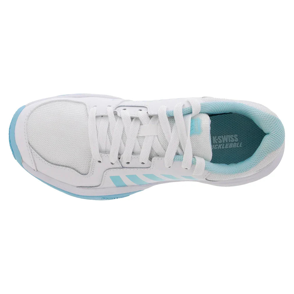 Women's Court Express Pickleball Shoes White and Blue Glow Womens Shoes K-SWISS