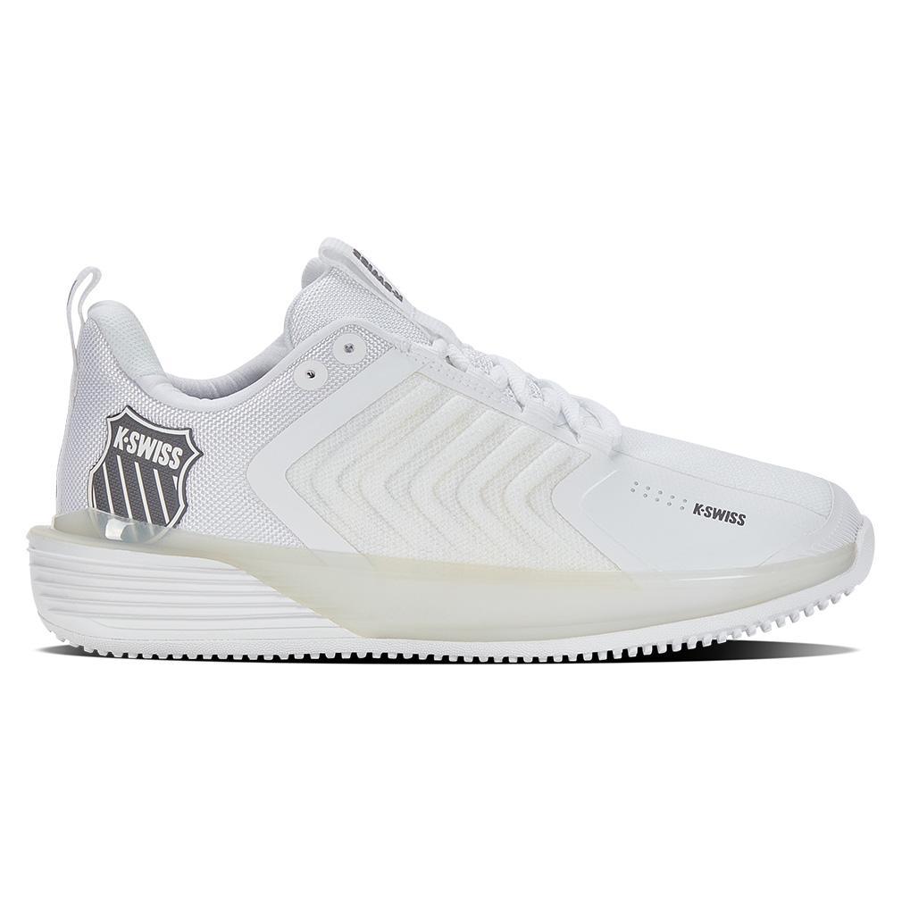 Women's Ultrashot 3 Grass Tennis Shoes White and Steel Gray Womens Shoes K-SWISS 7