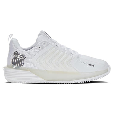 Women's Ultrashot 3 Grass Tennis Shoes White and Steel Gray Womens Shoes K-SWISS 7
