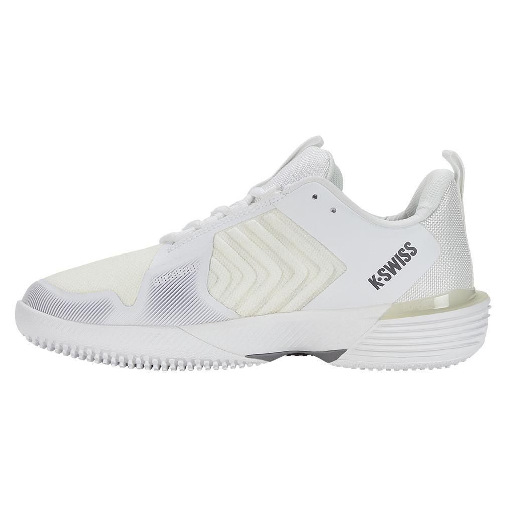 Women's Ultrashot 3 Grass Tennis Shoes White and Steel Gray Womens Shoes K-SWISS