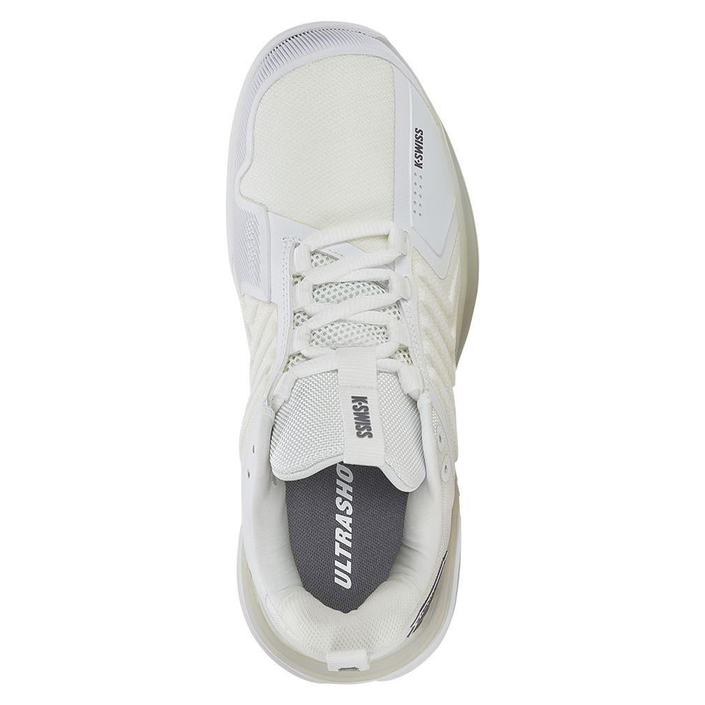 Women's Ultrashot 3 Grass Tennis Shoes White and Steel Gray Womens Shoes K-SWISS