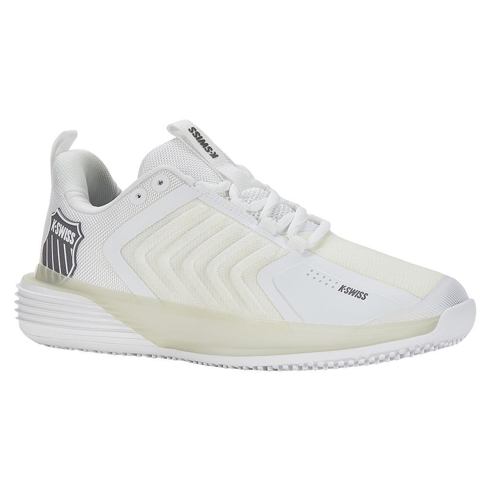 Women's Ultrashot 3 Grass Tennis Shoes White and Steel Gray Womens Shoes K-SWISS