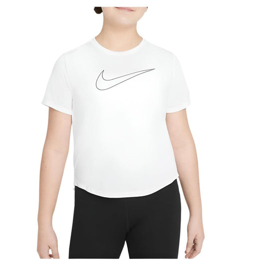 Girls' Dri-FIT One Short-Sleeve Training Top White and Black Training NIKE White XS
