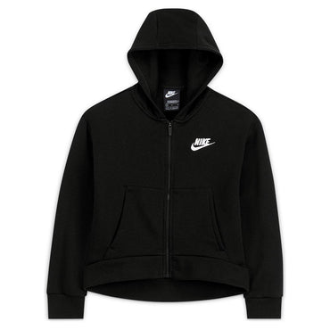 Girls' Sportswear Club Fleece Full-Zip Hoodie Training NIKE Black XS