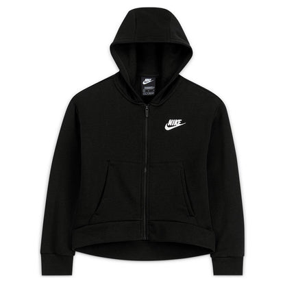 Girls' Sportswear Club Fleece Full-Zip Hoodie Training NIKE Black XS