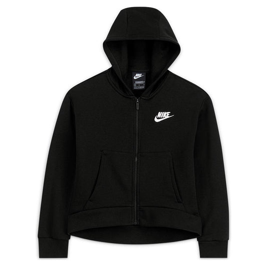 Girls' Sportswear Club Fleece Full-Zip Hoodie Training NIKE Black XS