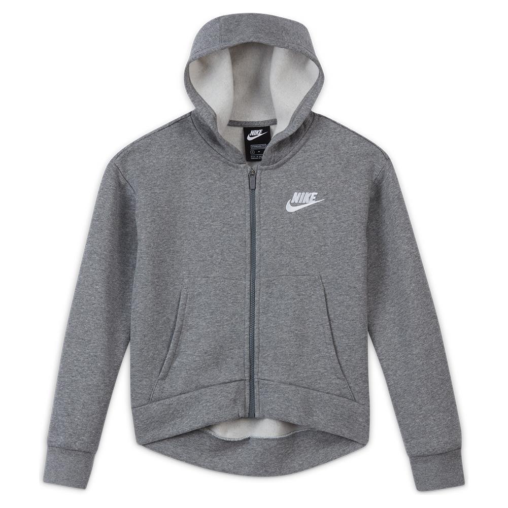 Girls' Sportswear Club Fleece Full-Zip Hoodie Training NIKE Grey XS