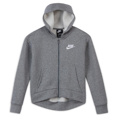 Girls' Sportswear Club Fleece Full-Zip Hoodie Training NIKE Grey XS