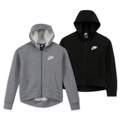 Girls' Sportswear Club Fleece Full-Zip Hoodie Training NIKE