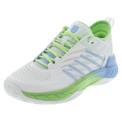 Women`s Hypercourt Supreme 2 Tennis Shoes Lucent White and Dutch Canal K-SWISS 5 White